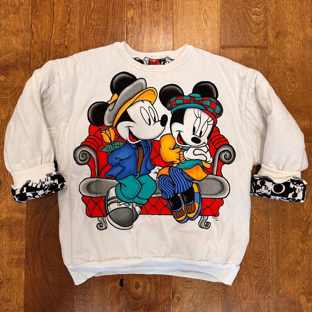 Vtg Mickey‎ Ultd Jerry Leigh Sweatshirt Reversible Puffy Disney Minnie M New 90s